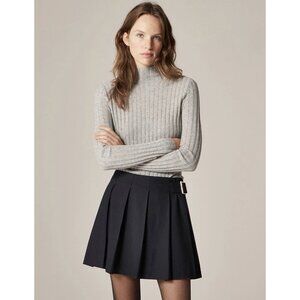 NWT J.Crew Womens 100% Cashmere Turtleneck XS Wide Rib Gray Sweater Luxury Chic